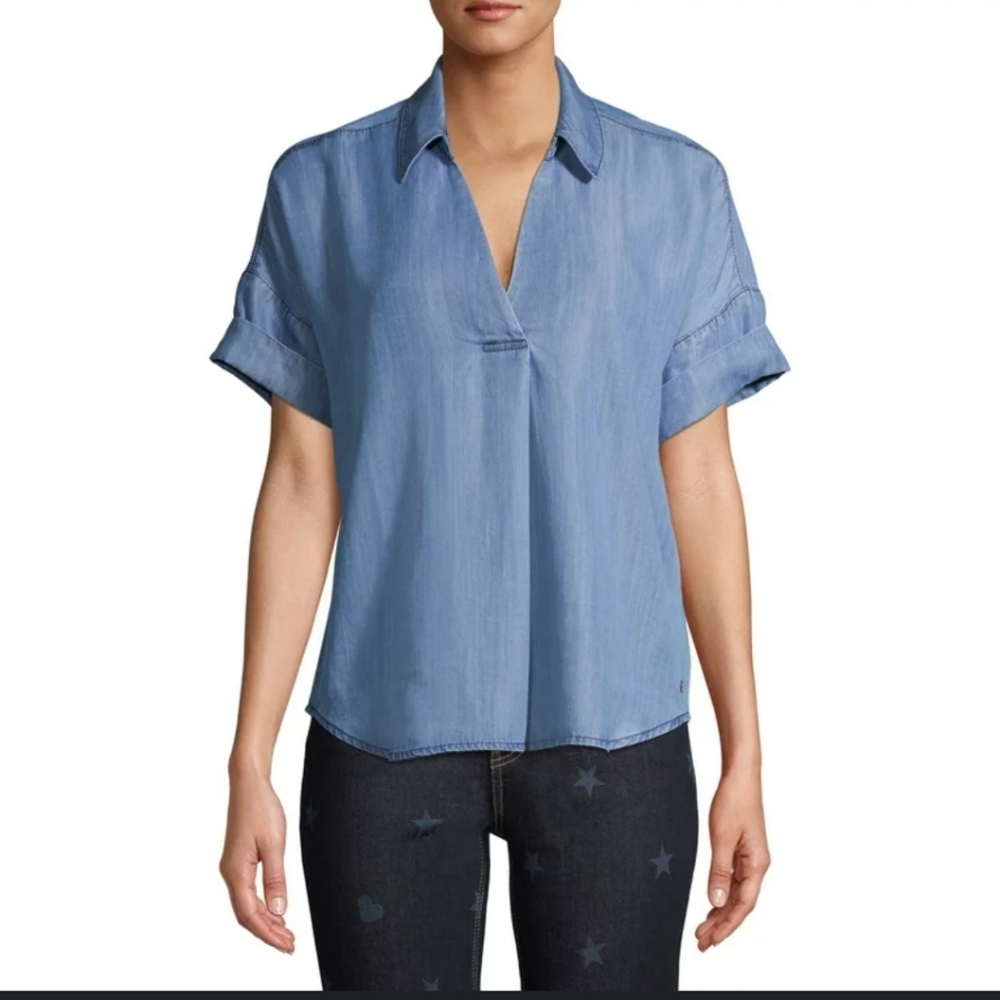 Button back casual Denim look top